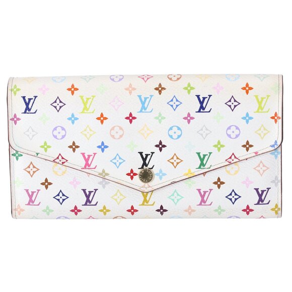 Louis Vuitton x Murakami Sarah Monogram Multicolor Long Wallet M60666 White Pink - Picture 1 of 6